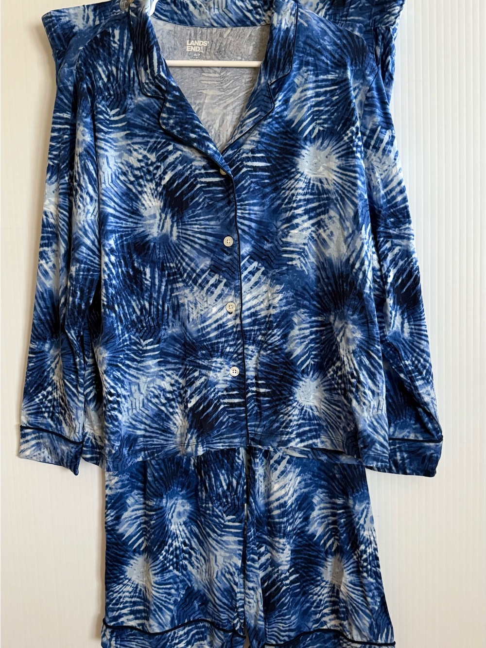 Lands' End Womenβs Blue Tie-Dye Print Pajama Set XL NEW